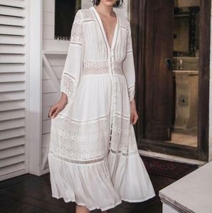 Anthropologie White Lace Dress Long Sleeve